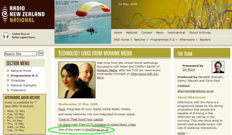 Site of the week on Radio New Zealand\'s Virtual World show